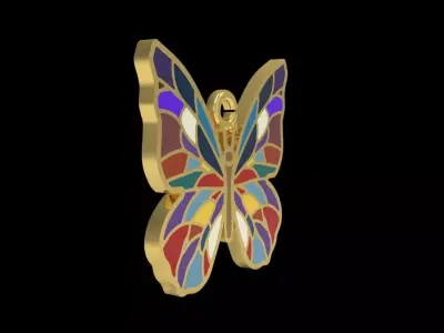 Butterfly Enamel Pendant 3D print model