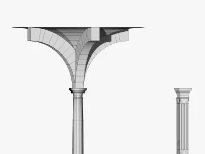 Vaulting 1-5    Romanic   750cm spaced   with thick arches Low-poly 3D model
