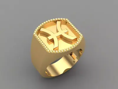 Pisces Ring Version 2 For Print STL 3D print model
