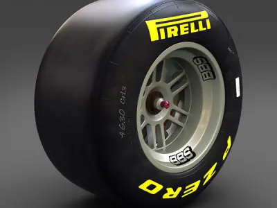 F1 Pirelli Dry Slick Tire and Wheel 3D model