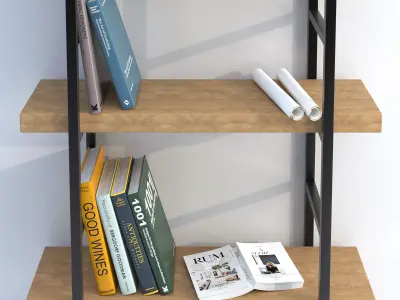 Modern minimal bookcase with an open book 3D model