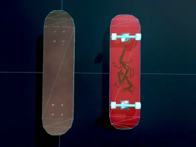 Lowpoly Skateboard with details Free low-poly 3D model