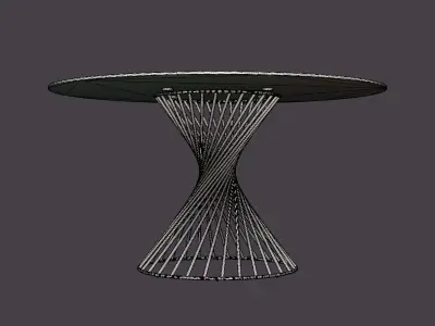 Iggy Dining Table 140 Cm Round Glass Gray Low-poly 3D model