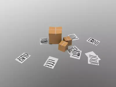 Papers and Boxes Free low-poly 3D model