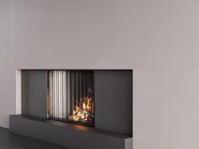 Decorated Wall with Fireplace - 6 3D model