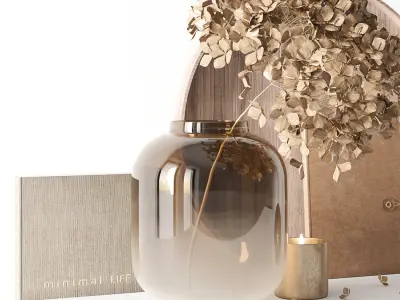 Decorative set with dryed hydrangea 3D model