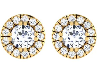 Solitaire Women Stud Earring 3dm STL OBJ FBX Render Details 3D print model