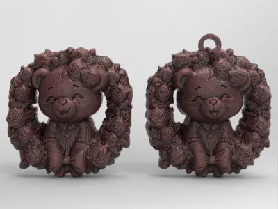 cute girl teddy flower decor  3D print model
