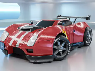 Stylized Racing Car Low-poly 3D model
