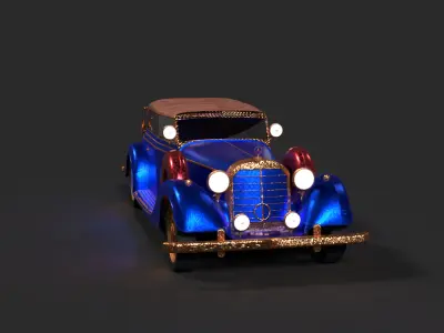 Chinese blue vintage car 3D model
