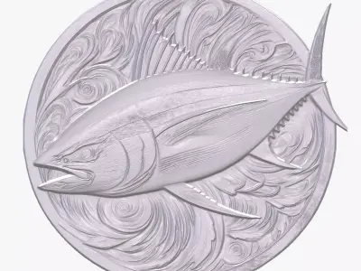 Bluefin Tuna 3 basrelief for 3D printing 3D print model