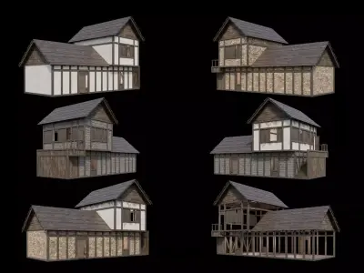 Medieval Village Pack  - 6 Assets - 4K Textures Game Ready Low-poly 3D model