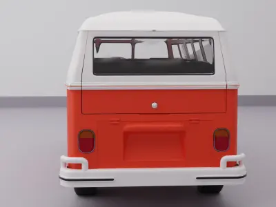 A red 1965 Volkswagen Samba T1 3D model