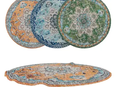 Round Rug Set 111 3D model