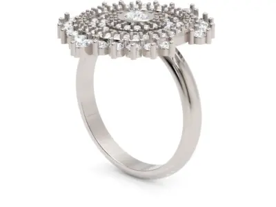 Luxury Dome Diamond Cocktail Ring 3DM STL Download 3D print model