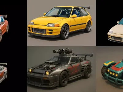 Gt one Car bundle 5 pack 100 glb 3D model