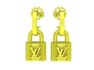 A7498 Luxury Stud Women Lock Earrings 3D Model 3D print model