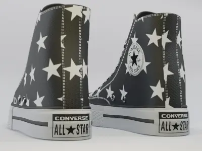 Basketball Leather Shoes Converse All star Black Stars 3D model