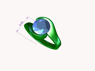 dmc-03 solitaire engagement ring with oval cut diamond 3D print model