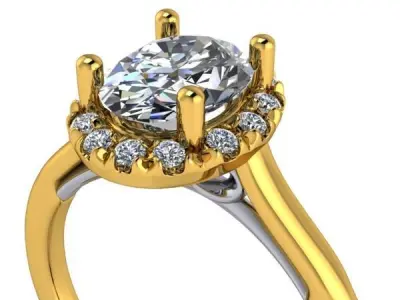 Modern Halo Bow Oval Cut Engagement Promise Wedding Bridal Ring 3D print model