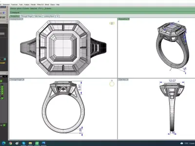 Asscher Cut Diamond Solitaire With Baguette  3D print model