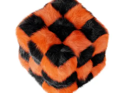 Pouf Cube colored fur 3D model
