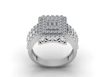 BAGUETTE DIAMOND ROUND RING STL 3DM 3D print model