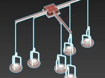 dighton-ch modern pendant light in brass and glass 3D model