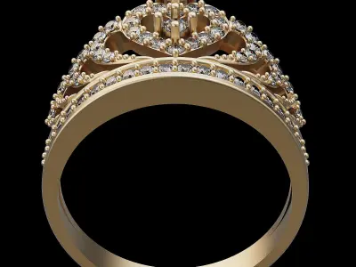 Crown ring silver gold jewelry printable 3D model 3D print model