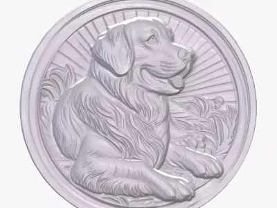 Golden Retriever 1 basrelief for 3D printing 3D print model