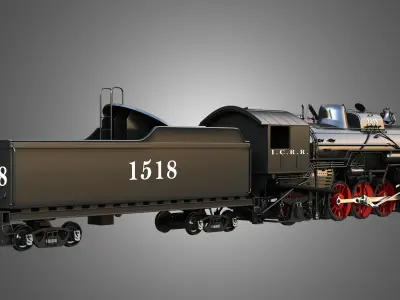 ICRR 1518 - Steam Locomotive With Coal Wagon 3D model