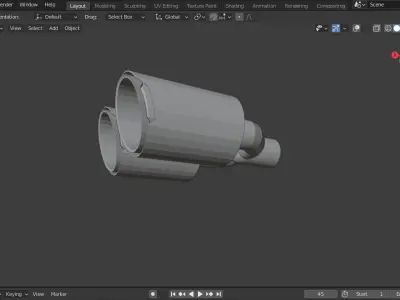 Dual Carbon Exhaust Pipe for Tuned Cars Low-poly 3D model