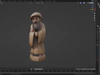 Old Man Wooden statue for game asset or 3d printing 3D model