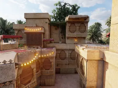 Old Arab buildings alley old city 3D model