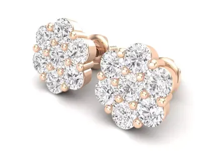 AV 722 Diamond cluster earrings 3D print model