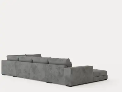 Dubai U Module Sofa With Divan Left Velvet Dark Gray Low-poly 3D model