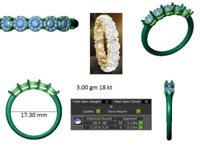 Solitaire ring 3D print model 17