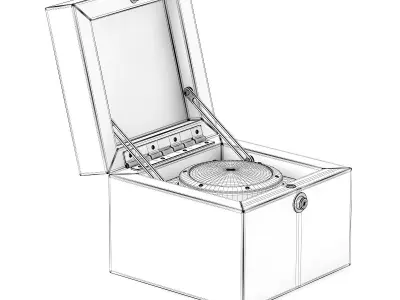 Golden Watch in Wooden Box 3D model