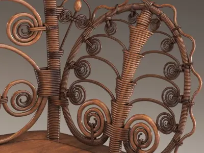 Victorian Wicker Chair Parlor C1890 3D model