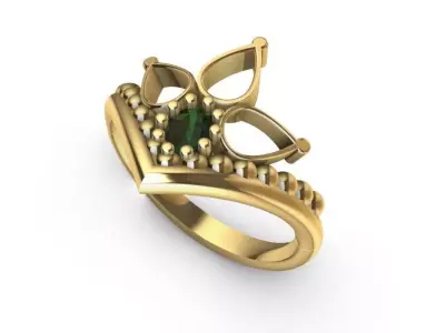Solitaire Ring with Oval Emerald 3D print model