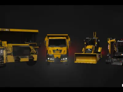 Construction Vehicles Set 4 Vehicle Low-poly 3D model