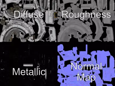 Futuristic Engine Model Pack with Detailed Components Low-poly 3D model