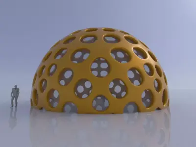 Geodesic Dome Like structure with round perforations 3D model