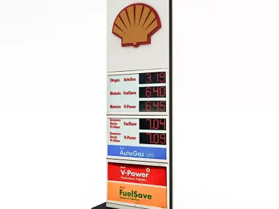 3D Gas Station Sign Model Low-poly 3D model