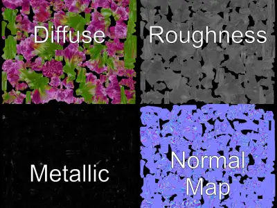 Purple Flower Model Pack for Rendering and Game Engines Low-poly 3D model