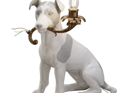 Dog lamp high poly for print  and low poly for visualization  Low-poly 3D model