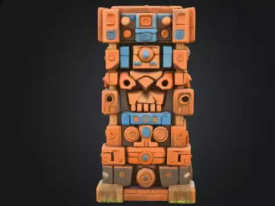 Ancient Artifact Totem Low-poly 3D model