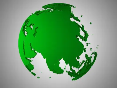 Globe Shell Dark Green 3D model