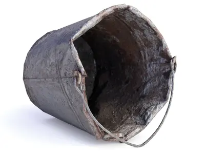  Old metal bucket Low-poly 3D model