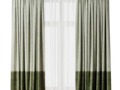 Rod Curtain - Green Curtain 33 HBH Low-poly 3D model